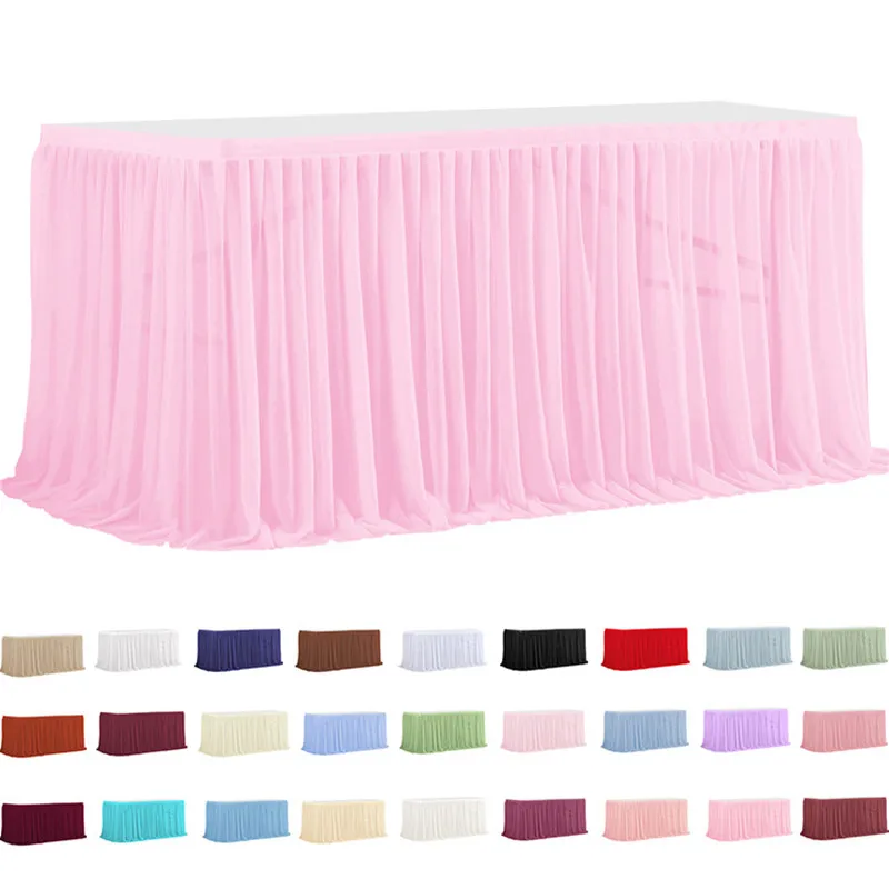 Party Table Skirt Birthday Pleated Dessert Tablecloth Cover Wedding Table Skirt Baby Shower Hotel Display Gift Dining TableDecor