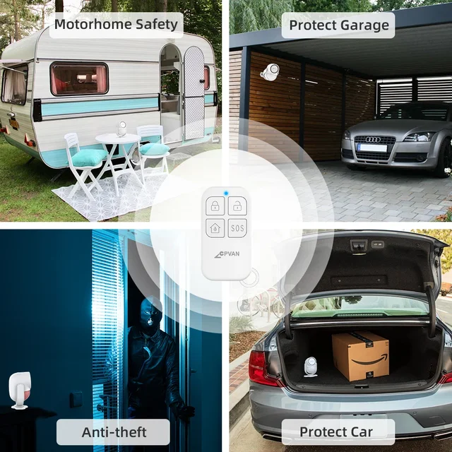 CPVAN Infrared Motion Detector for Home Burglary Security Protection Wireless Motion Sensor with Remote Control 125dB Sound 6