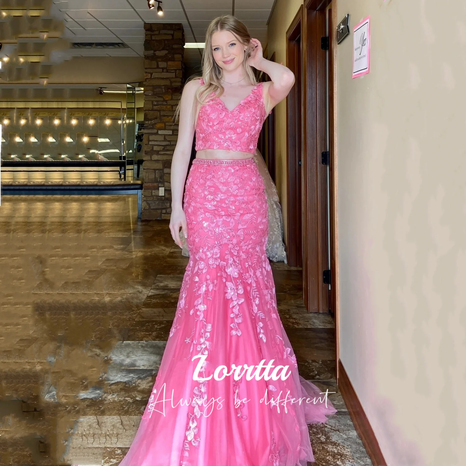 

Lorrtta Sweet Wide Strap Mermaid Cocktail Party Dress Elegant Organza Floral Floor Length Bar Mitzvah Gown Applique Glitter
