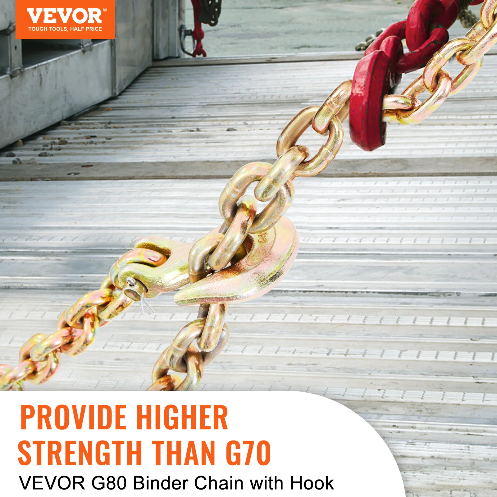 Binder Chain Trailer Tow Zinc Plated Heavy Duty Truck Safety Grab Hooks Logging Binder Tie Down Transport Flatbed VEVOR binder chain