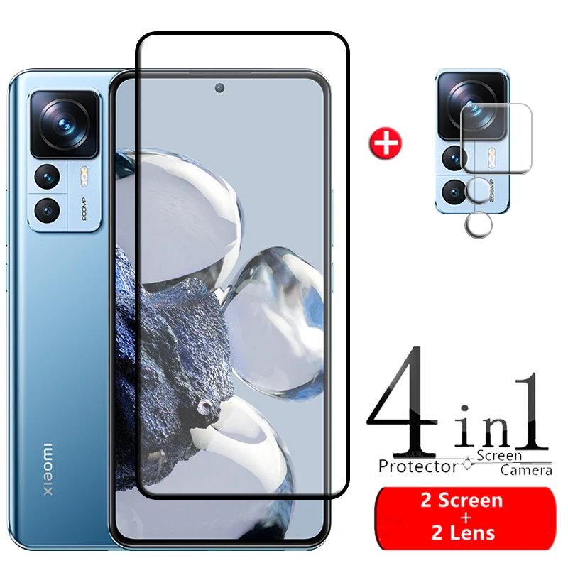 

4-in-1 For Xiaomi Mi 12T Pro Glass For Mi 11T 10T 12T Pro Glass New HD 9H Full Cover Glue Screen Protector Mi 12T Pro Lens Glass