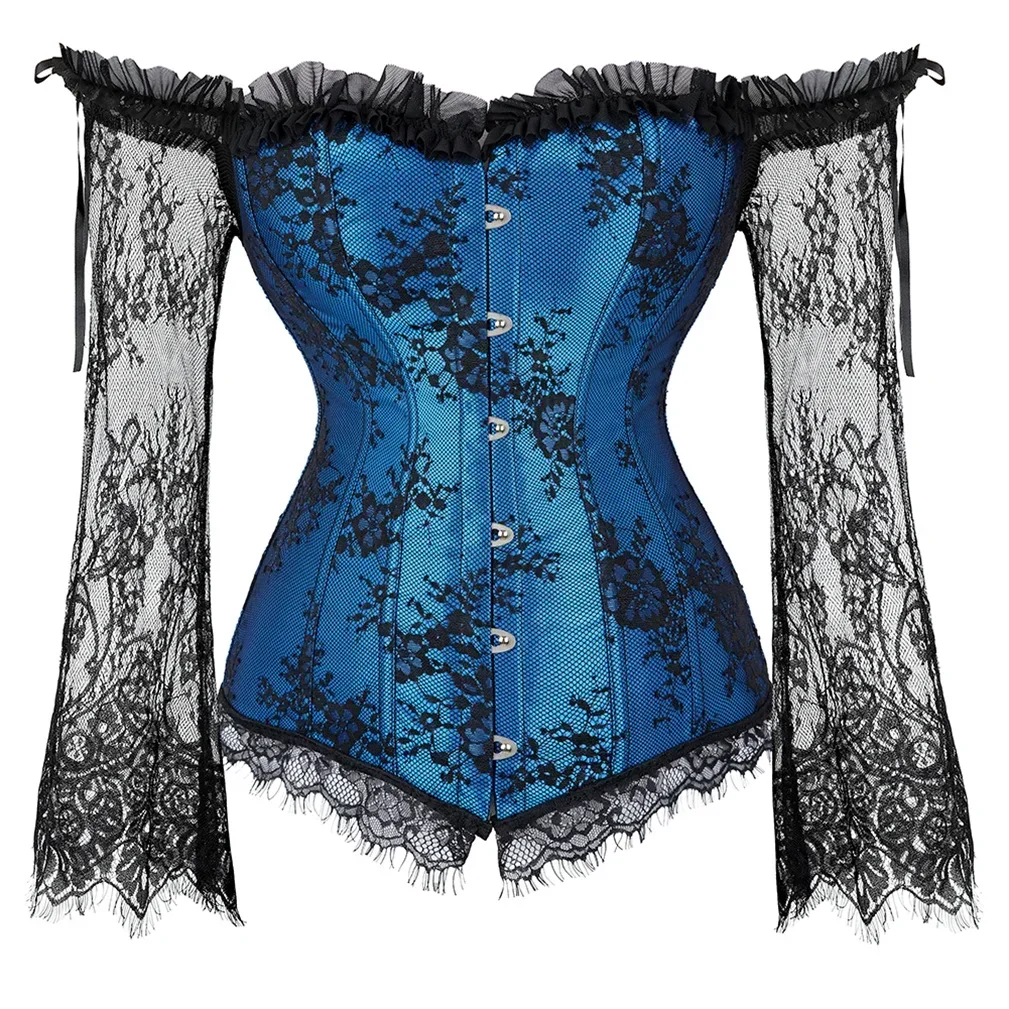 Long Sleeve Lace Up Breathable Bodyshaper Corset Top With Sleeves Lace Up Bustier Women Gothic Gorset Corset and Bustier With