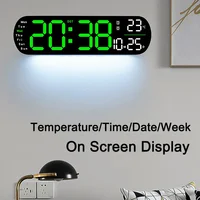 Digital Wall Clock Large LED Screen Temperature Humidity Display Electronic Alarm Clock Creative Home Decoration Remote Control 2