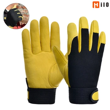 Guanti da lavoro in pelle di vacchetta Protezione di sicurezza Lavoro Giardino Sport Motociclette Driver Lavori Saldatura Guanti resistenti all'usura
