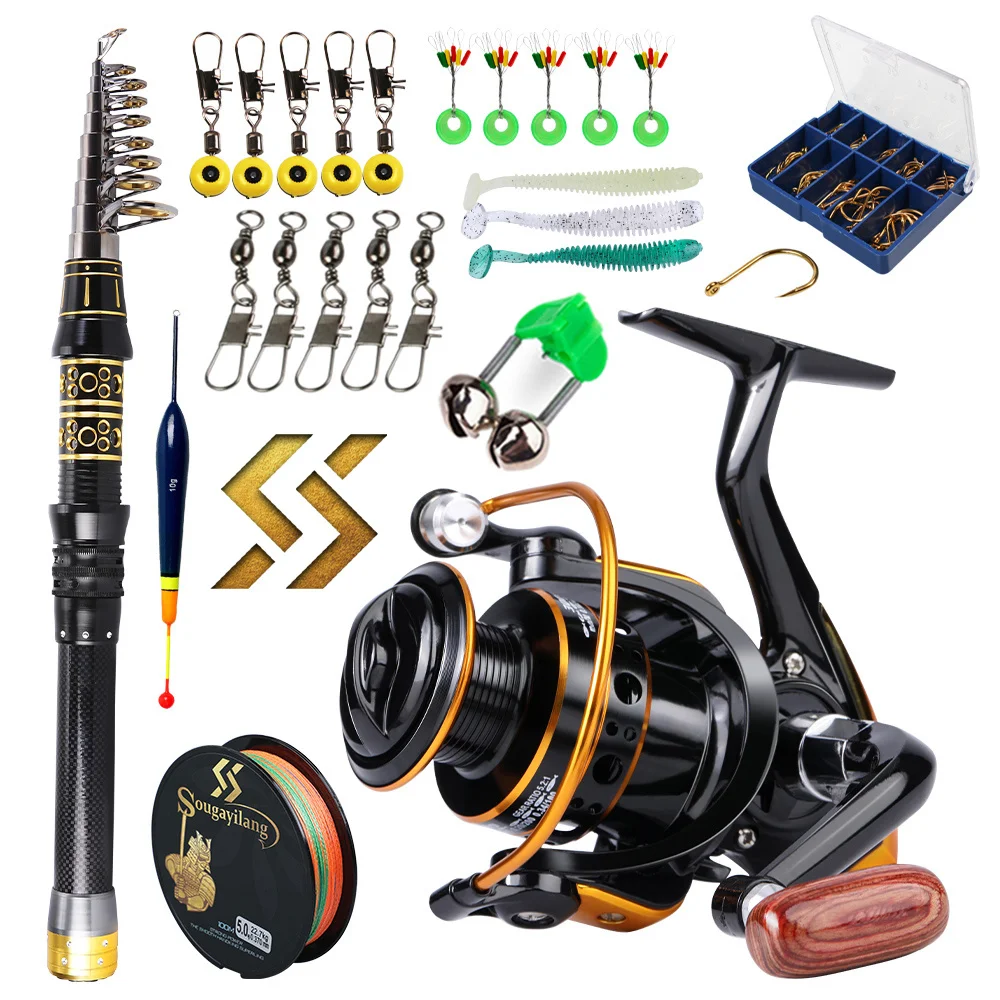 1.5M Fishing Telescopic Rod and Reel Combos baitcaster Spinning Pole