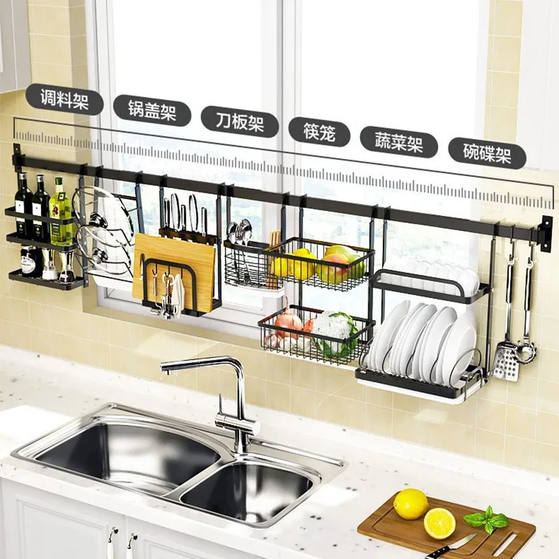 Stainless Steel Dish Rack Kitchen Window Sill Window Black Storage Rack Wall Hanging Punch-free Dish Storage Hanger Pendant