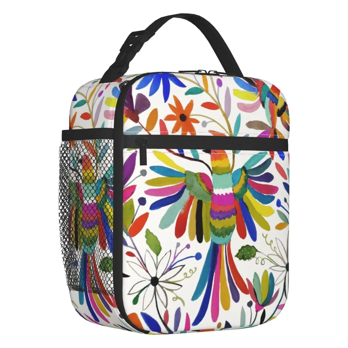 

Mexican Otomi Bird Insulated Lunch Bags for Work School Animal Embroidery Resuable Cooler Thermal Bento Box Women Kids