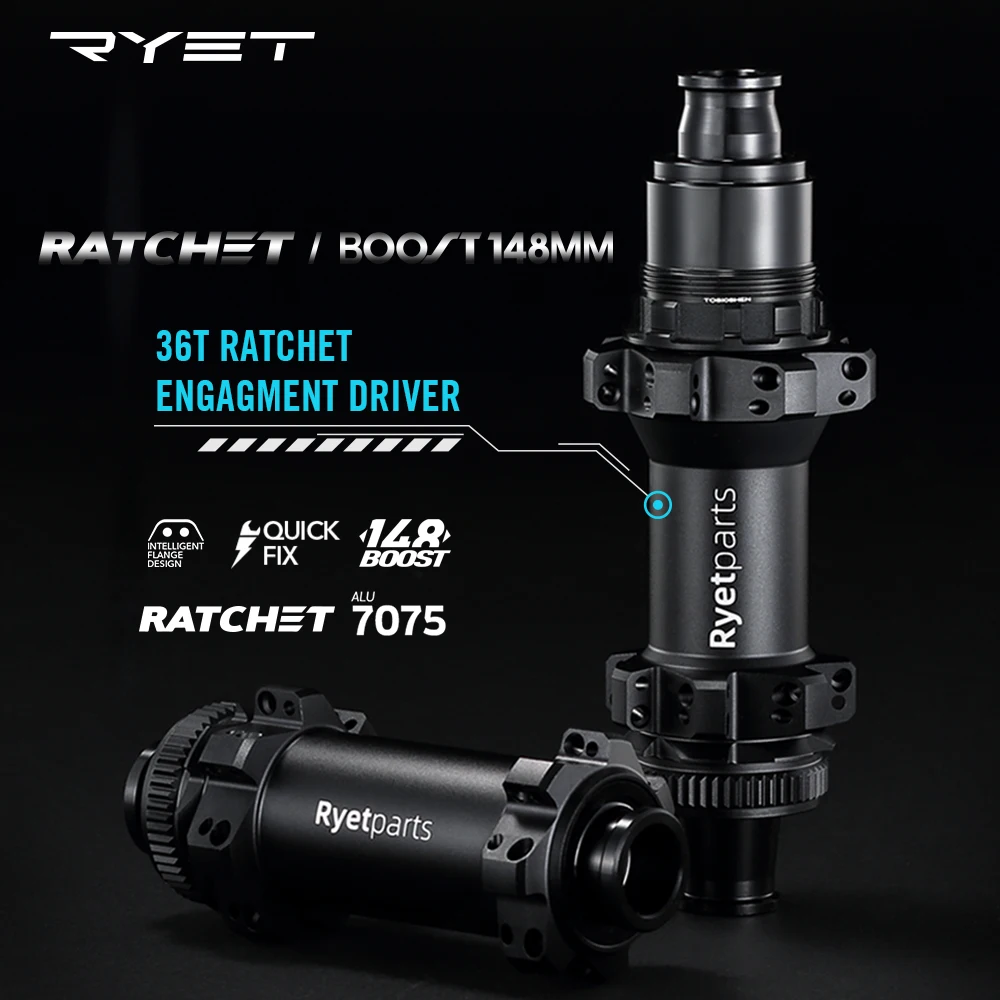 

RYET Ultralight 28 Hole Bushing 36T Ratchet HG XD MS Core MTB Straightpull BOOST 148 Hub 12 Speed Thru Axle 28h Maza Bicycle