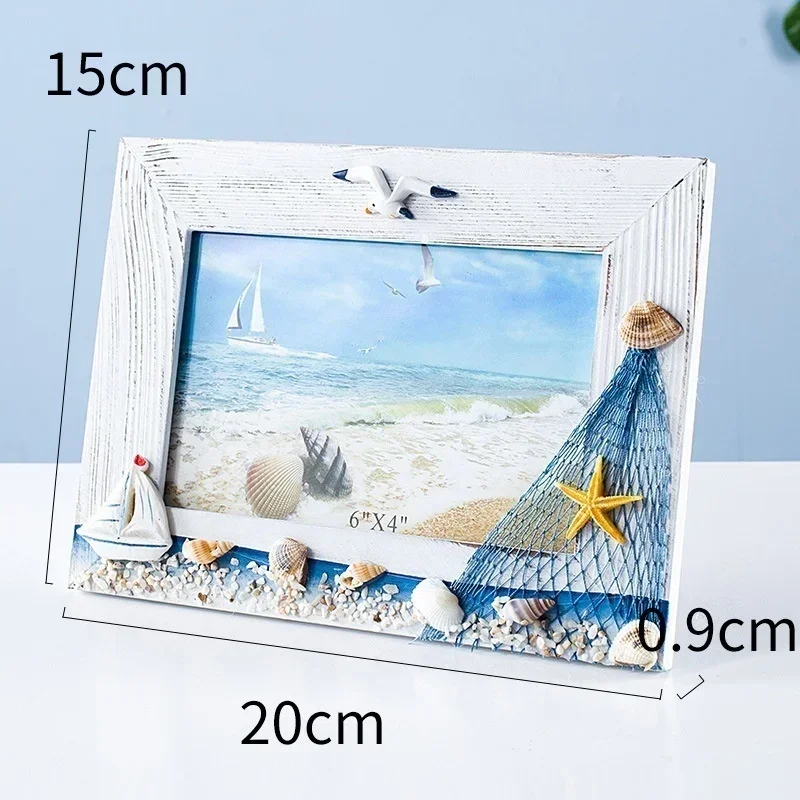 Ocean Photo Frame Summer Shell Seabird Wooden Supply Mediterranean Personality Wooden Table Frame Ornaments Picture Frame
