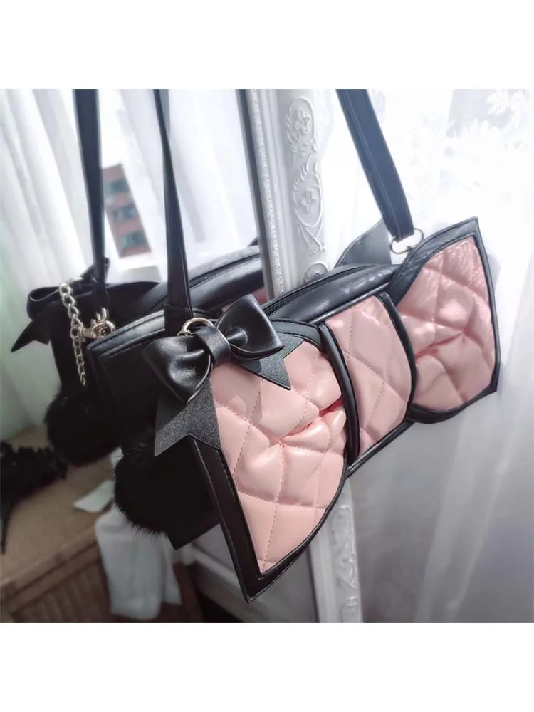 Sweet Cute y2k girl Lolita Hand bag Tote Bag Halloween Bow Pearl Bead Plaid Square PU Mini Shoulder Bags Women Handbags Autumn 2
