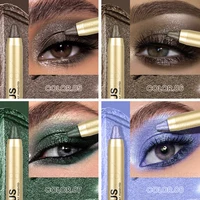 Bâton de fard à paupières anti-taches et imperméable, yeux à double extrémité avec bâton d'ombre, pinceau éponge, finitions pailletées et mates 3