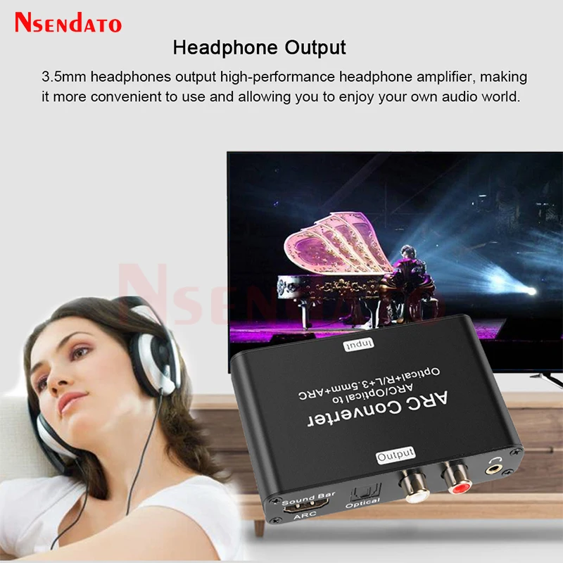 192Khz HDMI ARC Audio Return Channel Extractor DAC Converter HDMI To optical Coaxial RCA 3.5mm L/R Stero Audio Extractor For TV