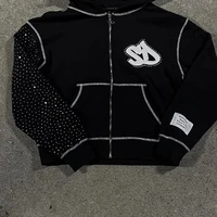 Y2k Streetwear Retro Men Embroidery Personalized Diamond Oversized Hoodie Men Women Harajuku Gothic Casual Sweatshirt - Image 4