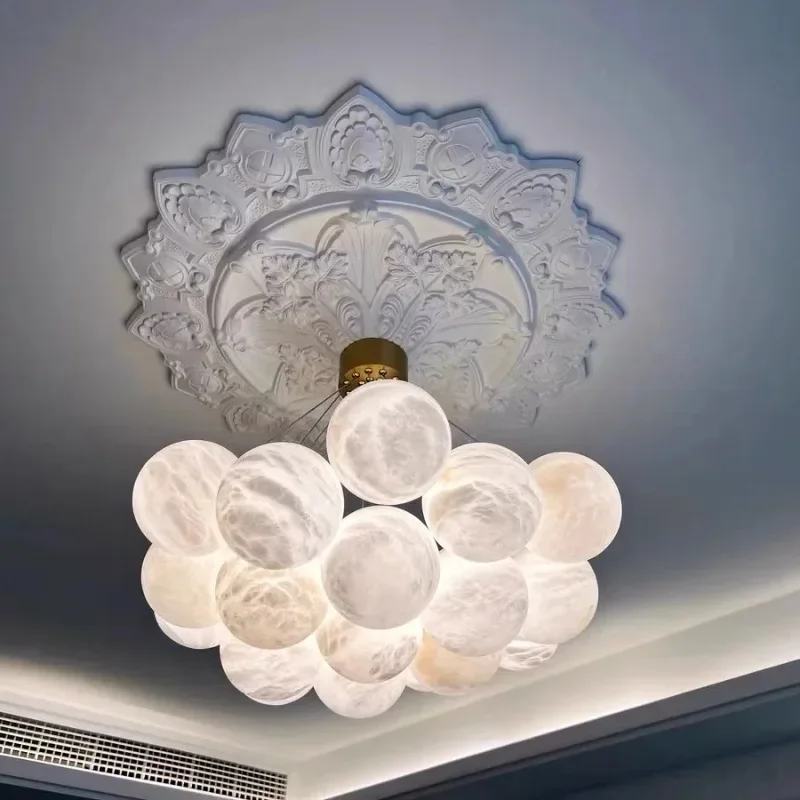 Home Deco G9 LED Marble Ball Bouquet Alabaster Series Trendy Chandelier Lighting Lustres Hanging Lamps For Living Room