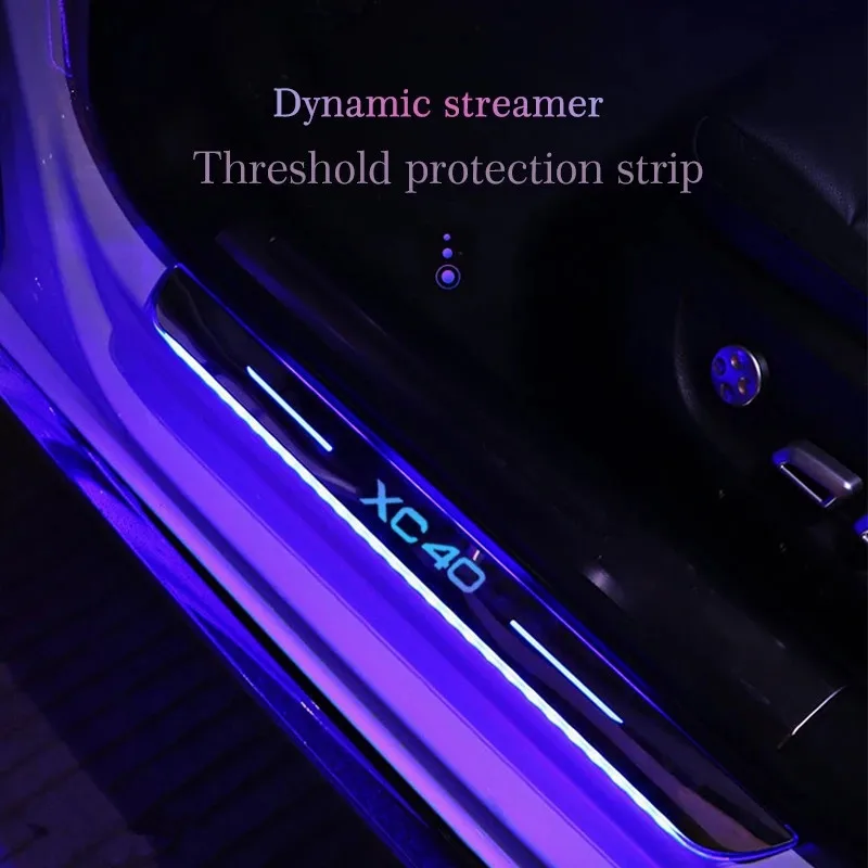

Customized Upgraded USB Power Moving LED Welcome Pedal Car Scuff Plate Pedal Door Sill Pathway Light For Volvo XC40 Accessories