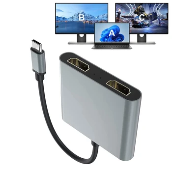 USB C Thunderbolt3 to Dual 4K HD Display Adapter Extend Screen for Phone15 Macbook Pro/Air2020/2019/2018 LenovoYoga 920 Dell XPS 1