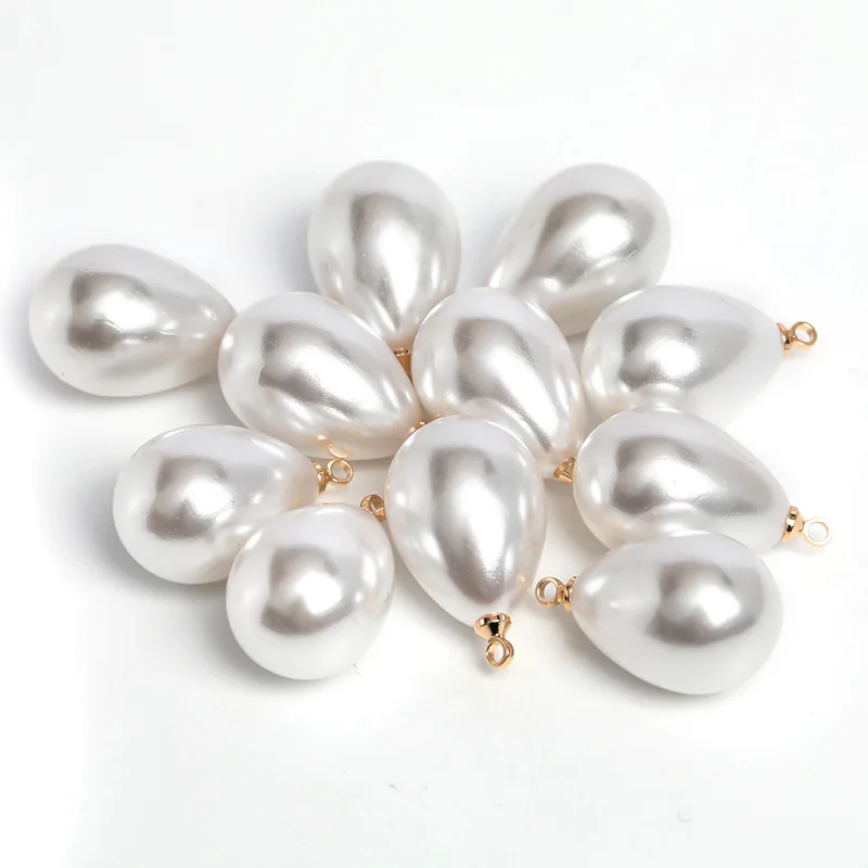 10pcs 10x20mm 미니 아크릴 진주 펜던트 DIY 워터 드롭 비즈 펜던트 귀걸이 장식품 쥬얼리 만들기 부품 도매