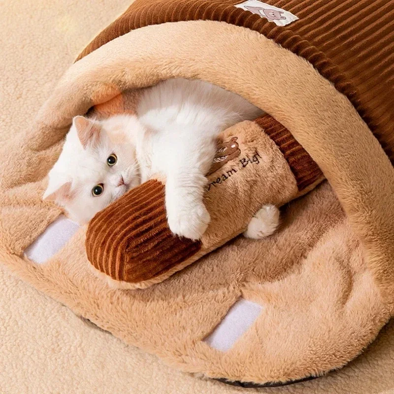 

Bag Pillow, With Dog New Cat for Winter, House, Half Warm Removable Nest Style Cushion Bed, Closed, Pets, Sleeping