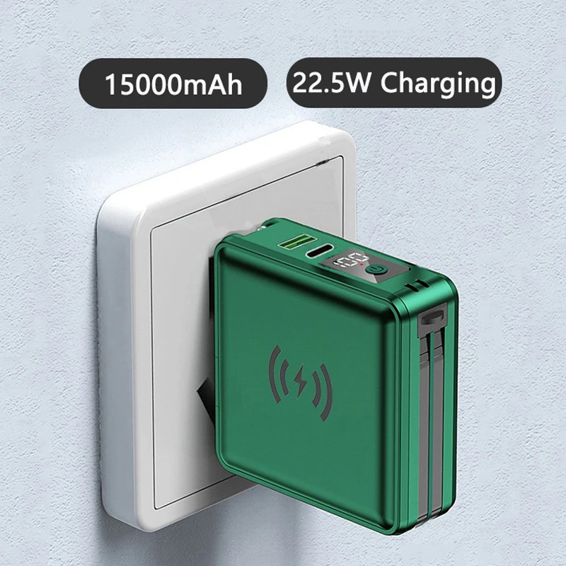 5 in 1 Wireless Charger Power Bank 15000mAh Mini Powerbank for iPhone 13 Samsung Xiaomi Fast Charging Portable Charger Poverbank