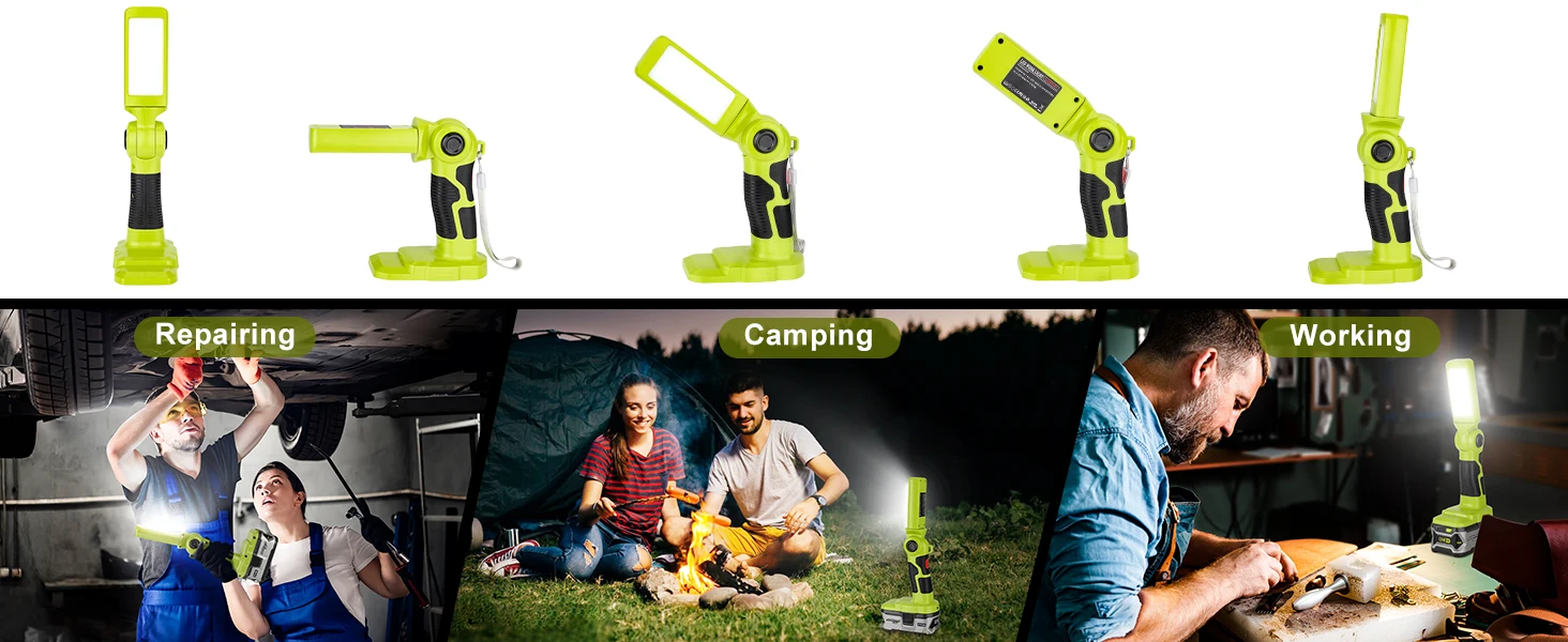 12W Portable LED Warning Lamp Work Light 1000LM for Milwaukee/Makita/Dewalt/Ryob