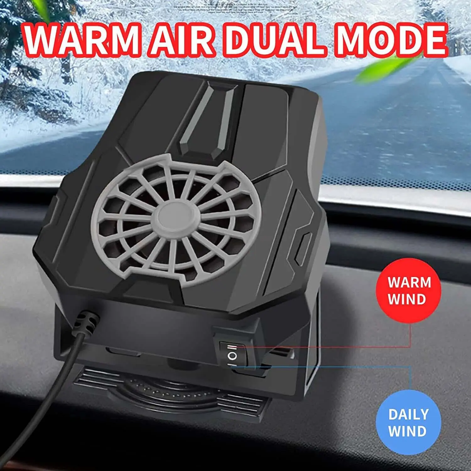 Portable Car Heater 12V Electric Heating Cooling Auto Windshield Fan Fast Heating Defrost Defogger For All Cars