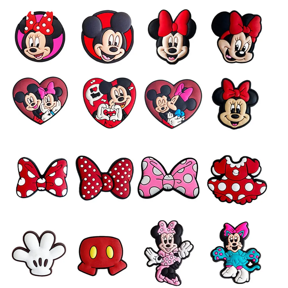 Original Cartoon PVC Shoe Buckle Charms DIY Mickey and Minnie Garden Shoes  Upper Decorations Accessories Croc Jibz Fit Kids Gift