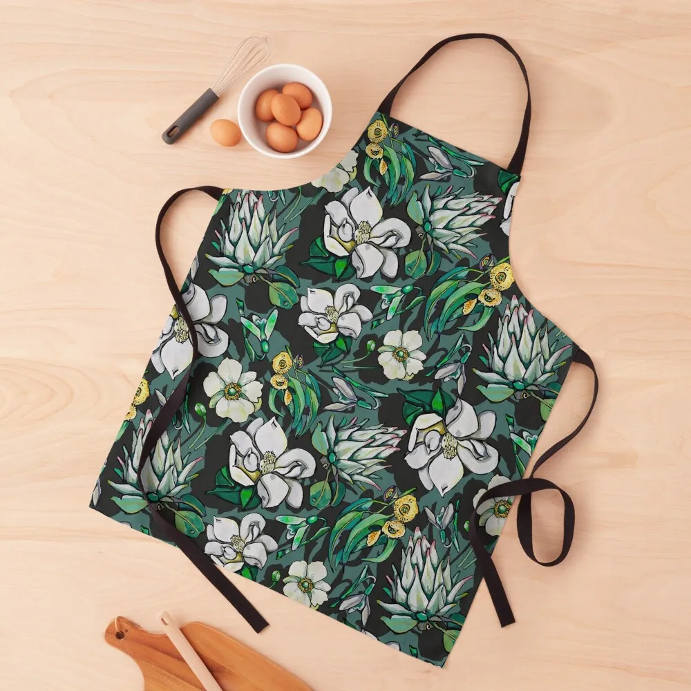 

Quirky White and Green Floral Apron Kitchen Accessories 2022 Beauty Apron Cooking Apron Kitchen Utensils