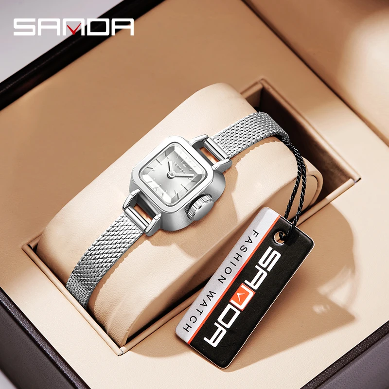 2023 New Style Madam Watch Square Mesh Belt Fashionable and Simple Roman Sanda 1117 Pattern Waterproof Quartz Women's Belt Watch