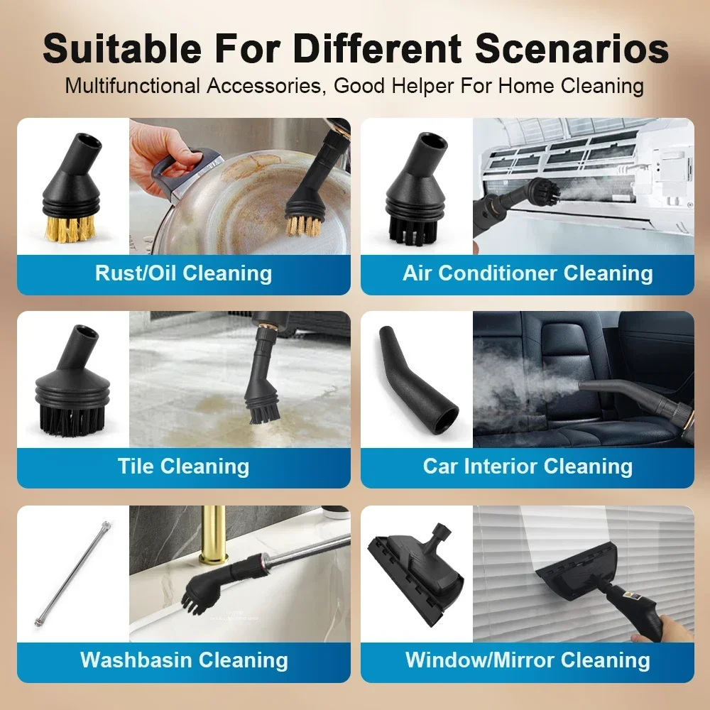 Steam Cleaning Machine Steam Cleaner High Temperature Disinfection Air Conditioning Kitchen Range Hood Machines with Brush Heads for Kitchen Furnitures