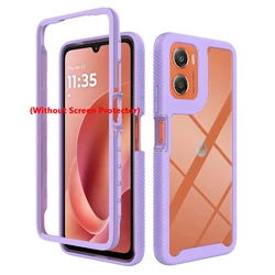 Shockproof Armor Glossy Phone Case with Transparent Acrylic Back Cover - Moto G06 (Light Purple)