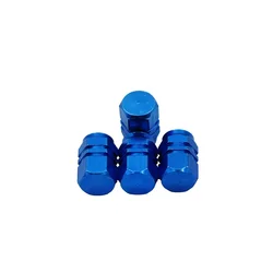 Aluminum Alloy Hexagon Tire Valve Stem Caps - Set of 4 (Blue)