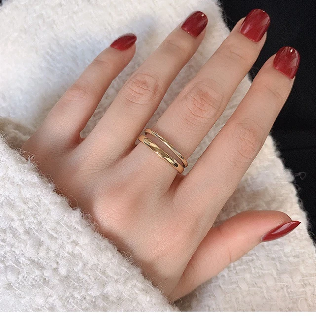 Stainless Steel Women Rings Handmade Jewelry Wedding Stackable Band Rings  Bague - AliExpress