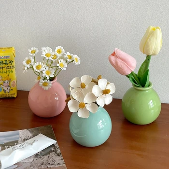 Mini Ceramics Vase Interior Accessories Ceramic Vase Desktop Ornament Flower Arrangement Vase Art Flower Vase Decorative Vase