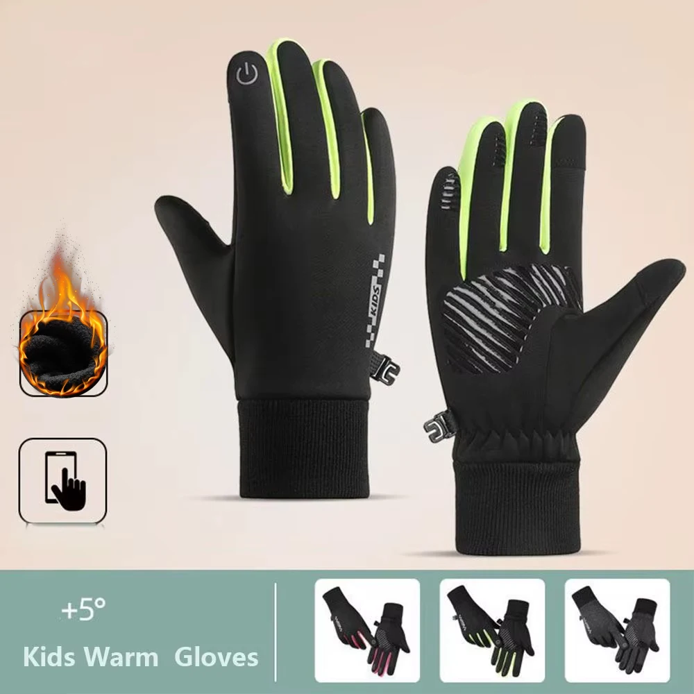 Youngsters' Winter Gloves Thick Fleece-Lined for Boys & Girls Windproof & Waterproof,Perfect for Outdoor Sports,Cycling & Hiking 2