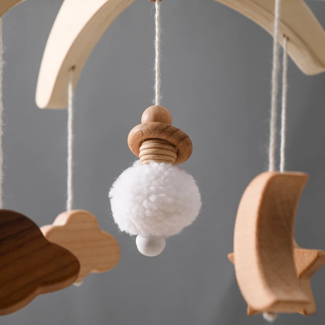 1pcs Baby Crib Mobile Rattle Toys With Music Box Wooden Bed Bell Bracket Educational Toy Nordic Hanging Decor Accessories Gifts 5