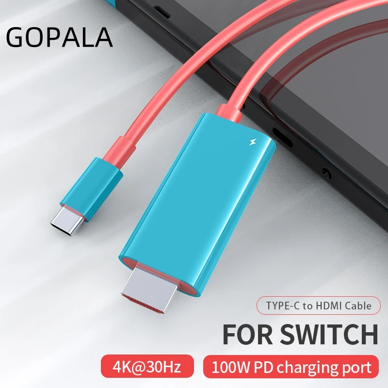 Type C to HDMI Cable 4K 1080P 100W PD Charging Compatible with Laptop Tablet MobilePhone SteamDeck Type C to HDMI Cable