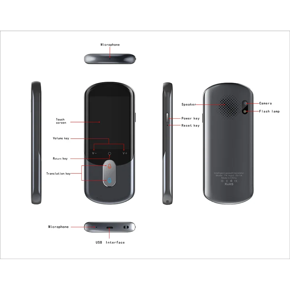 F4A Offline Translator 12 Countries Multi-Languages Smart Instant Voice With Camera Support Photographic Scanning Portable
