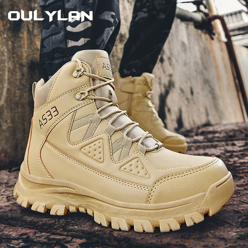 

Men Army Tactical Boots Climbing Hiking Shoes Ankle Outdoor Mens Military Desert Tooling Boots Waterproof Work Safety Shoes