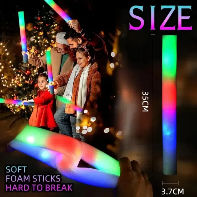 Bâtons lumineux en mousse avec 3 Modes, 30 pièces, bâton lumineux clignotant Led coloré, fournitures de fête qui brillent dans la nuit pour Concert de Raves de mariage 4
