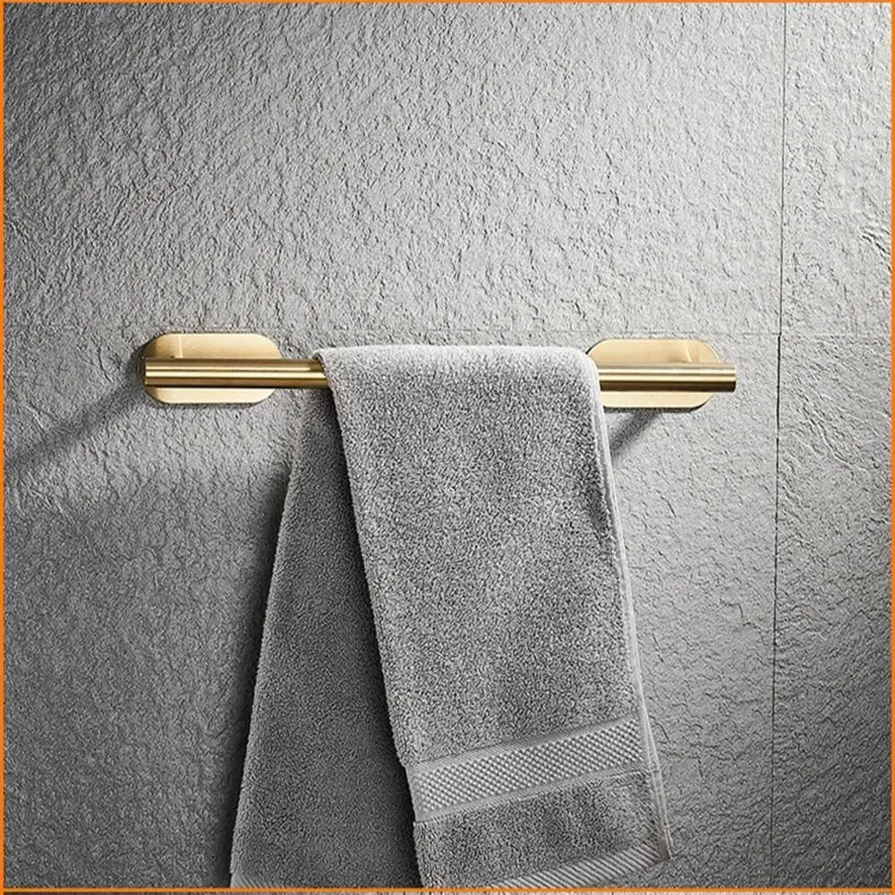 Langlebiger goldener Handtuchhalter, selbstklebend, ohne Bohren, Badezimmerhaken, Badezimmer-Organizer aus Edelstahl, Küchenaufbewahrungsregal – Detail 7