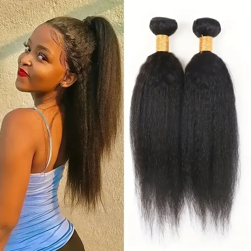Brazilian Straight Kinky Bundles Yaki Human Hair Weaves Virgin Hair Bundles100% Unprocessed Brazilian Extensions For Women
