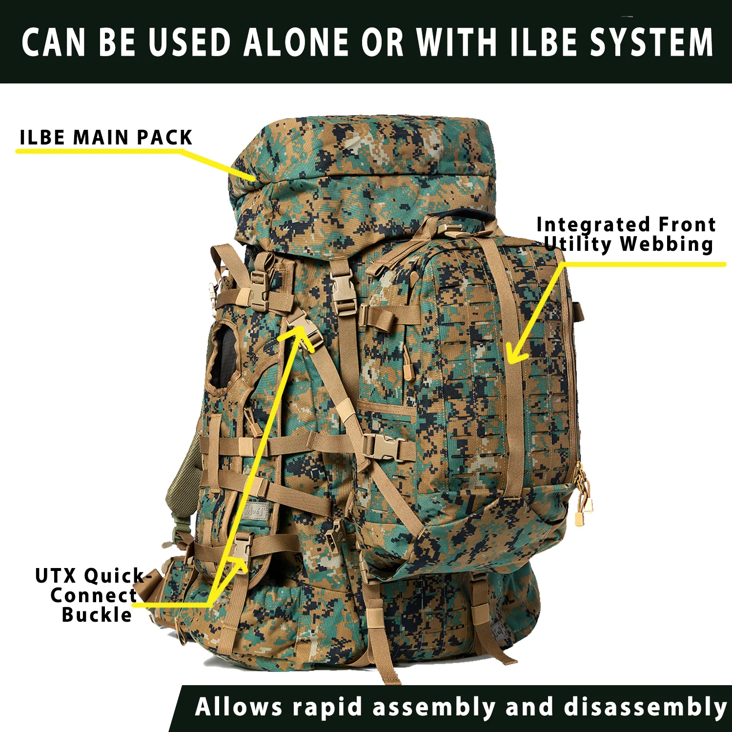 ILBE Laser-Cut Assault Pack – Marpat Woodland Camo | Military