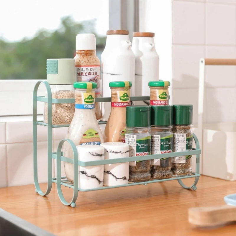 3 Tier Stainless Steel Kitchen Spice Rack Countertop Standing Corner Shelf Seasoning  Organizer Jars Bottle Storage