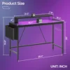 41.7 inch Gaming Desk with LED Monitor Stand, Storage Pocket, Gaming Room and Home Office, Carbon Fiber Patten 4