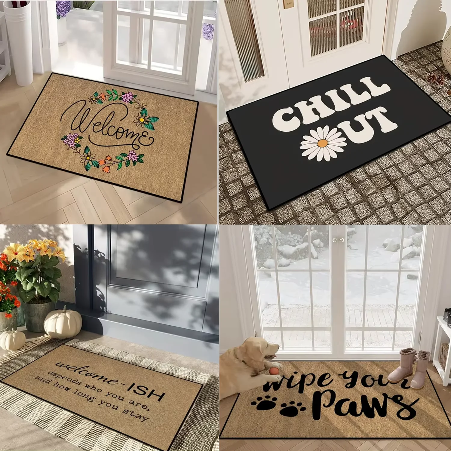Door mat Crystal velvet door mat bathroom non-slip mat balcony mat wear-resistant dirt-resistant easy care home decoration
