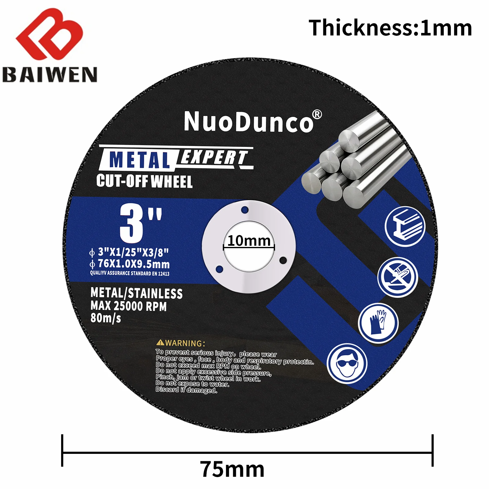 Cut Off Wheels 5-20PCS 75mm x 1.0mm x 9.5mm Metal & Satinless Steel Cutting Disc for Die Grinder Power Tool