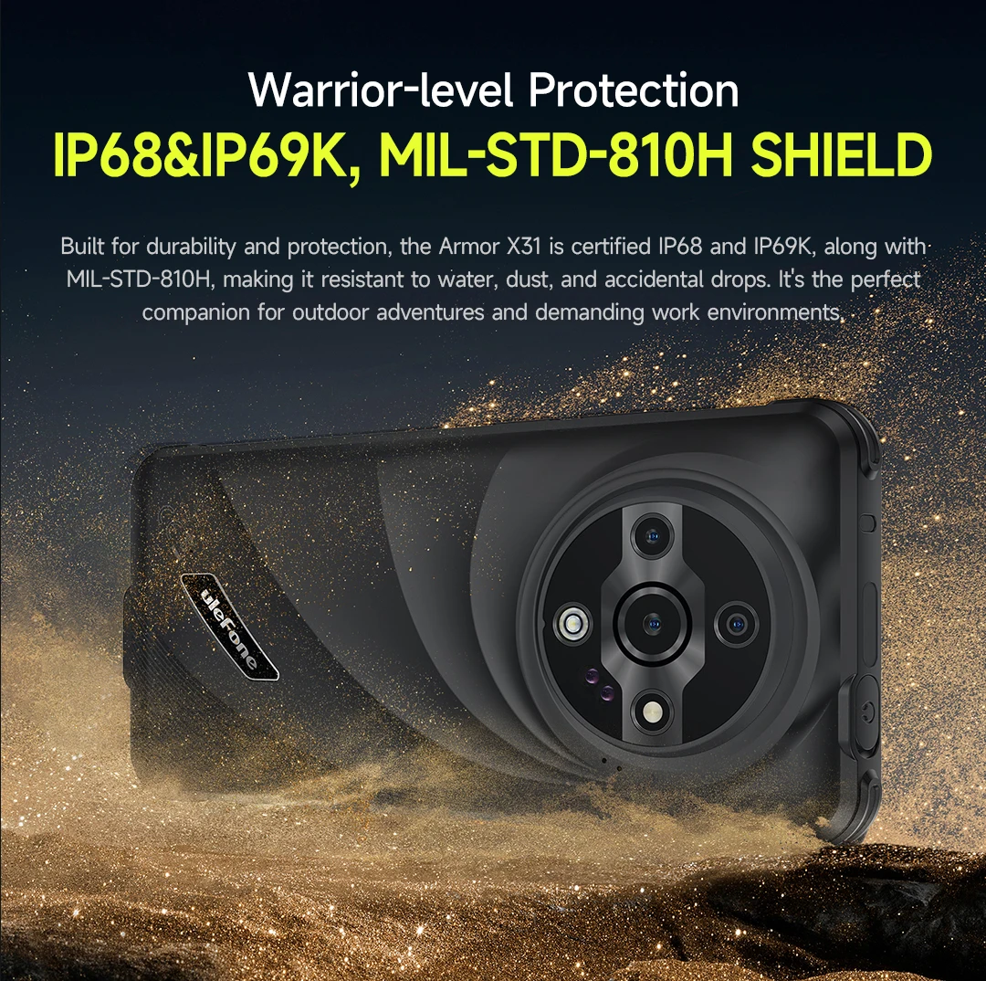 Ulefone Armor X31 4G Rugged Phone Android 14 Smartphone 6.56”12GB RAM 128GB ROM 48MP NFC Night Camera IR Blaster Global Version