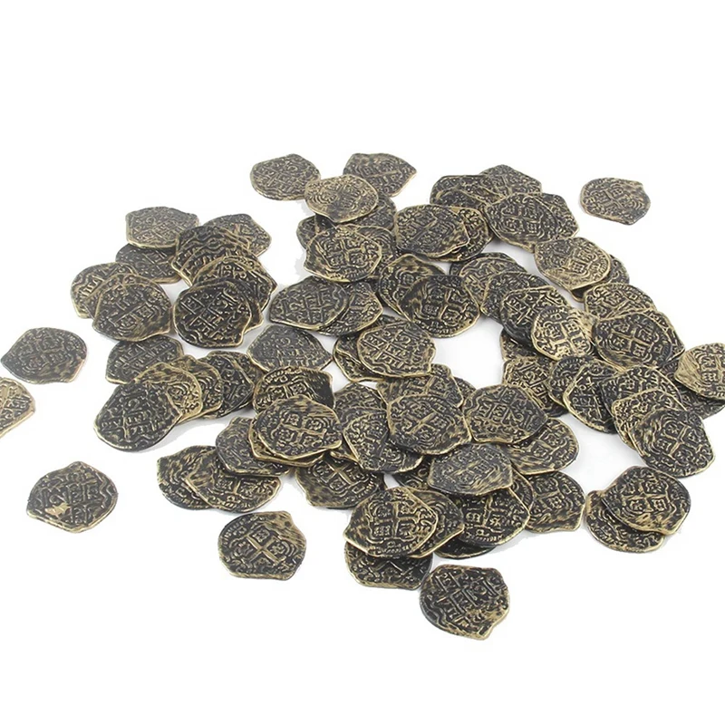 B05B-900 Pcs Plastic Gold Coins Pirate Coins Kids Play For Pirate Party Treasure Chest Games Tokens Toys Cosplay