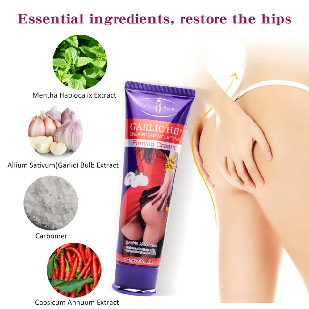 Creme/óleo essencial para realçar os glúteos com alho Creme de massagem para levantar o bumbum Essência para aumentar os glúteos Cuidados com o corpo_voghion.com