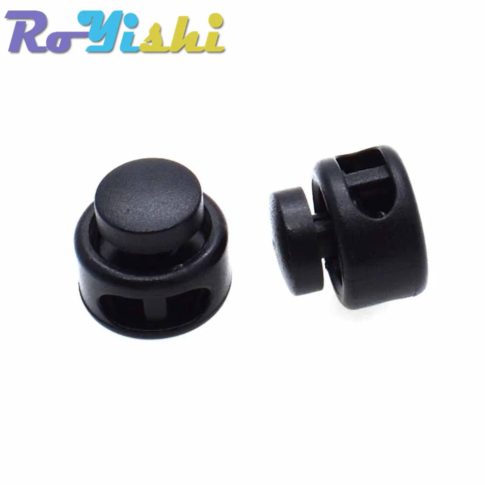 10 Pcs/Pack Cord Lock Toggle Clip Stopper Plastic Black For Bags/Garments Size:15mm*14mm